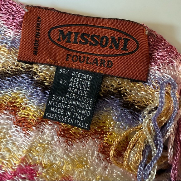 Missoni Zigzag Fringed Scarf Multicolor Made in Italy 88” - Picture 4 of 4